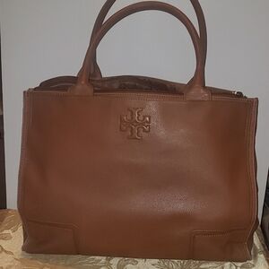 TORY BURCH Brown Leather Large Tote w/Gusset, Pre-Loved